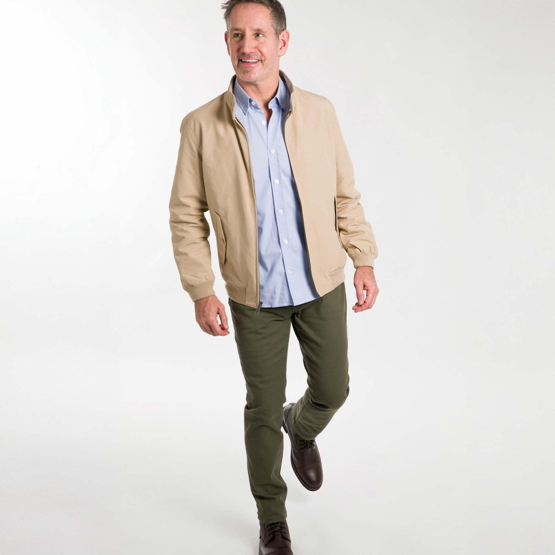 Ash & Erie Khaki Harrington Jacket for Short Men   Harrington Jacket