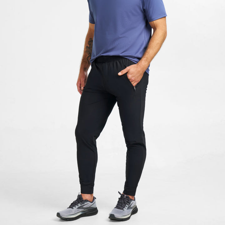 Ash & Erie Black Hybrid Jogger for Short Men   Hybrid Jogger