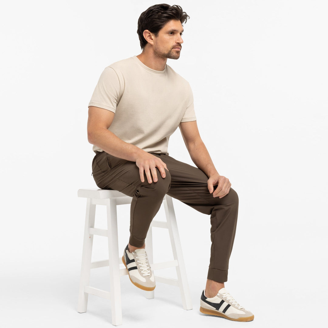 Ash & Erie Brown Hybrid Jogger for Short Men   Hybrid Jogger