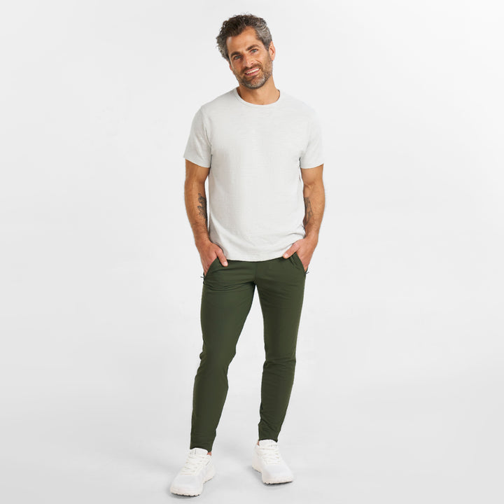 Ash & Erie Dark Green Hybrid Jogger for Short Men   Hybrid Jogger