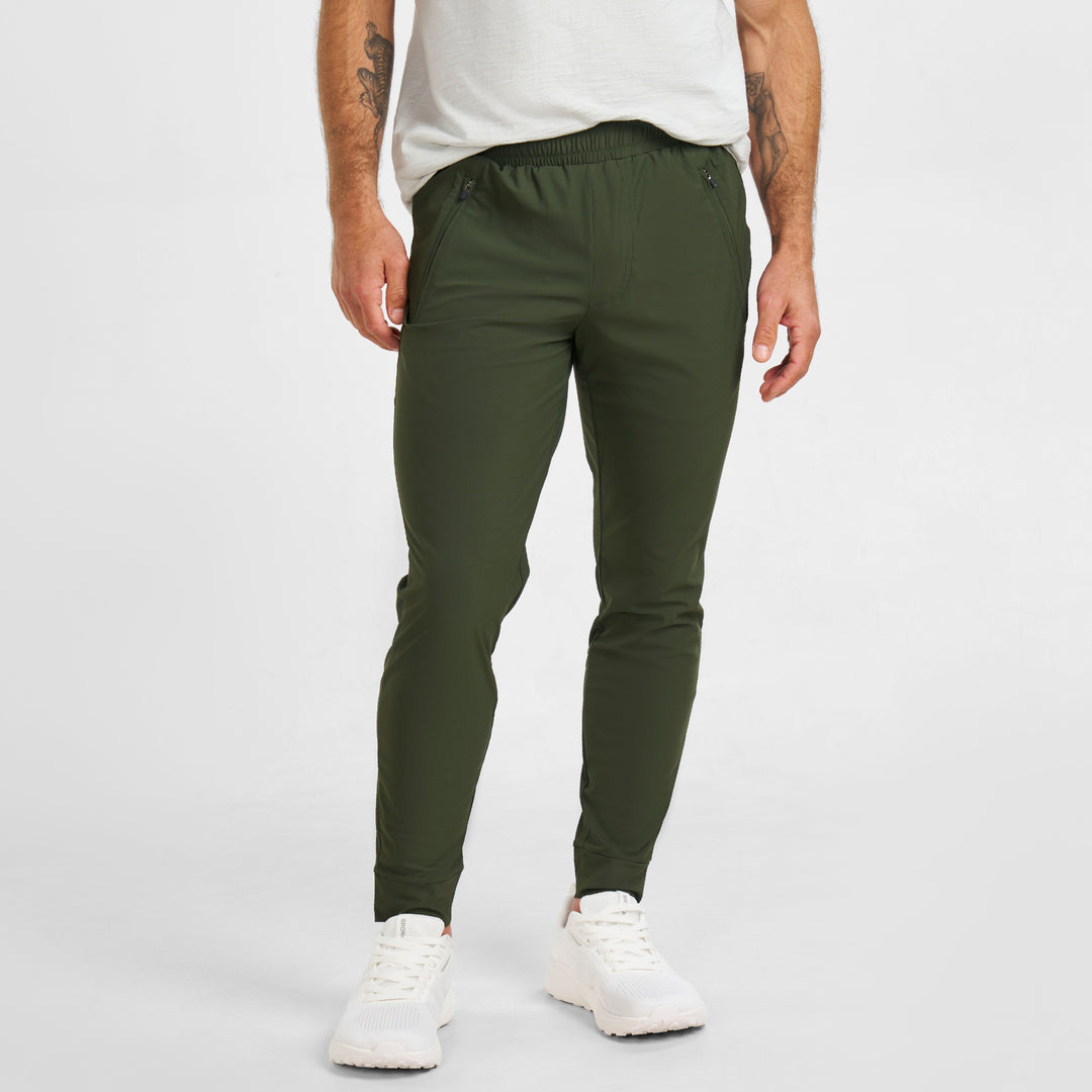 Ash & Erie Dark Green Hybrid Jogger for Short Men   Hybrid Jogger