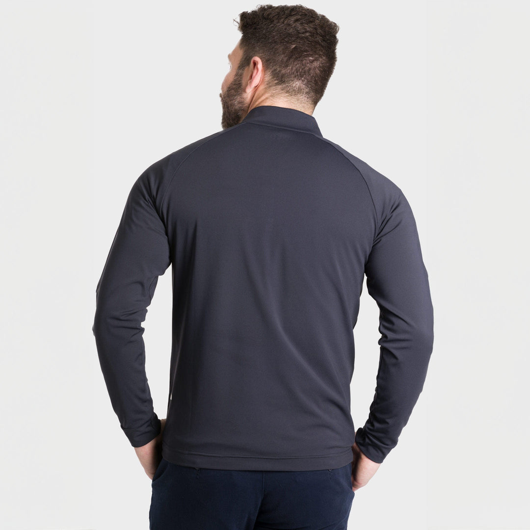 Ash & Erie Dark Charcoal Hybrid Quarter-Zip for Short Men   Hybrid Quarter-Zip