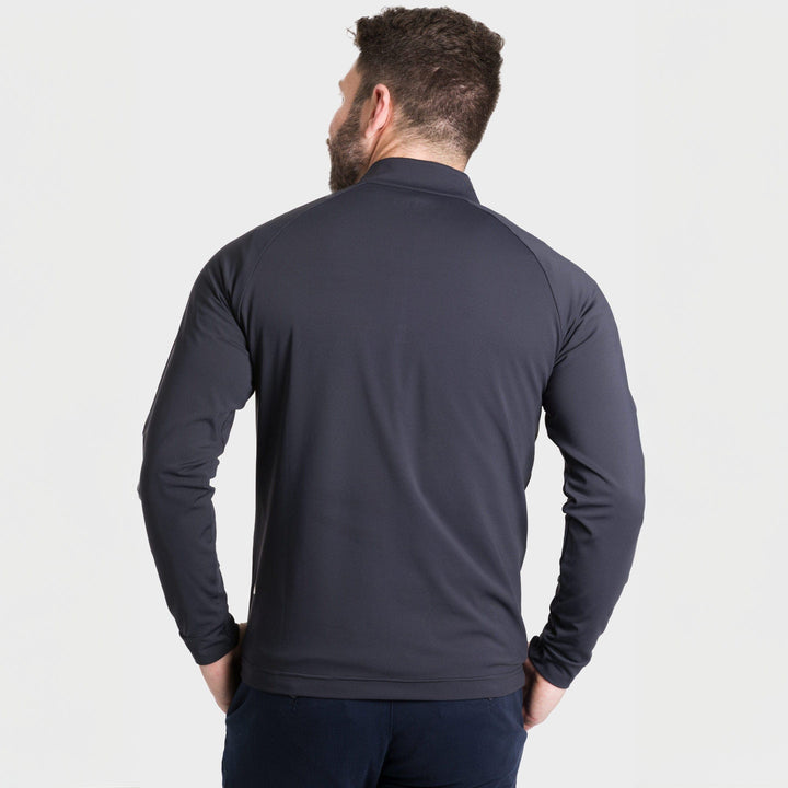 Ash & Erie Dark Charcoal Hybrid Quarter-Zip for Short Men   Hybrid Quarter-Zip