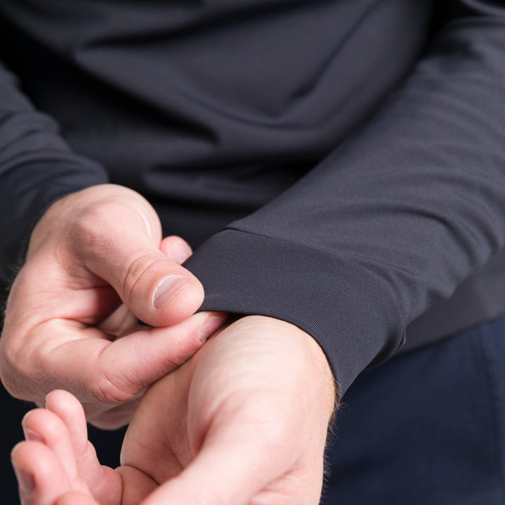 Ash & Erie Dark Charcoal Hybrid Quarter-Zip for Short Men   Hybrid Quarter-Zip