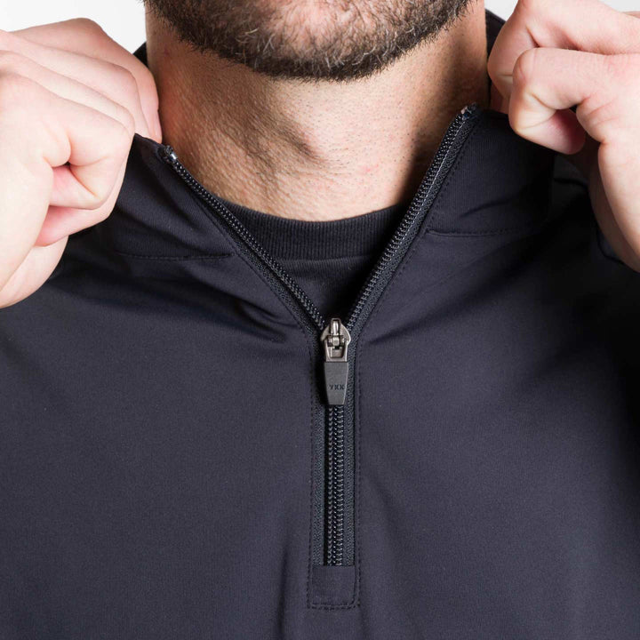 Ash & Erie Dark Charcoal Hybrid Quarter-Zip for Short Men   Hybrid Quarter-Zip