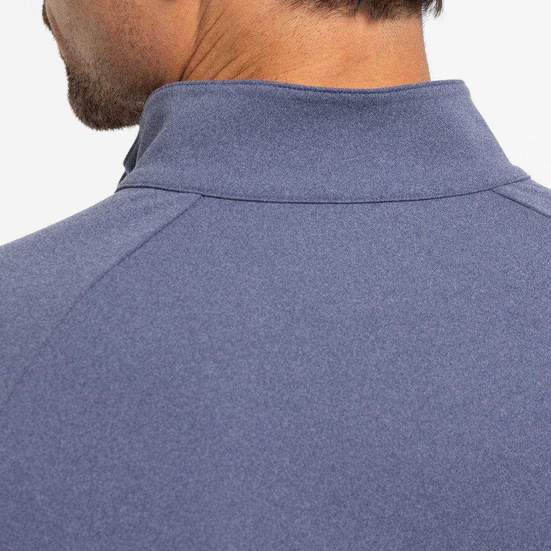 Ash & Erie Heather Blue Hybrid Quarter-Zip for Short Men   Hybrid Quarter-Zip