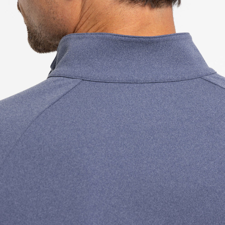 Ash & Erie Heather Blue Hybrid Quarter-Zip for Short Men   Hybrid Quarter-Zip