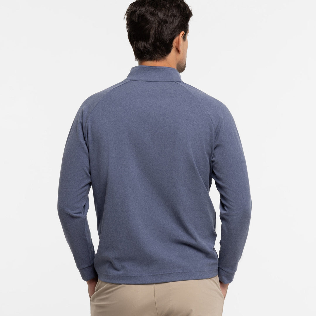 Ash & Erie Heather Blue Hybrid Quarter-Zip for Short Men   Hybrid Quarter-Zip