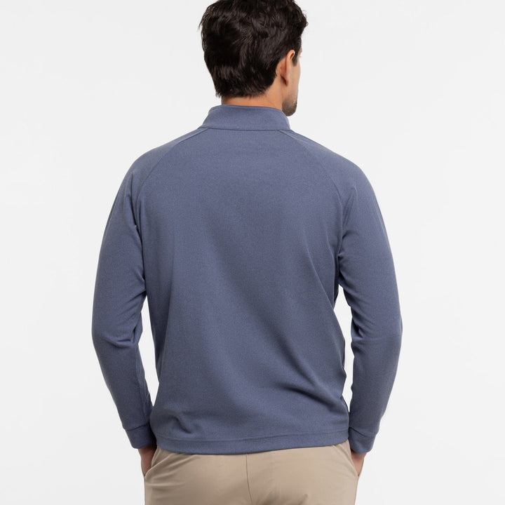 Ash & Erie Heather Blue Hybrid Quarter-Zip for Short Men   Hybrid Quarter-Zip