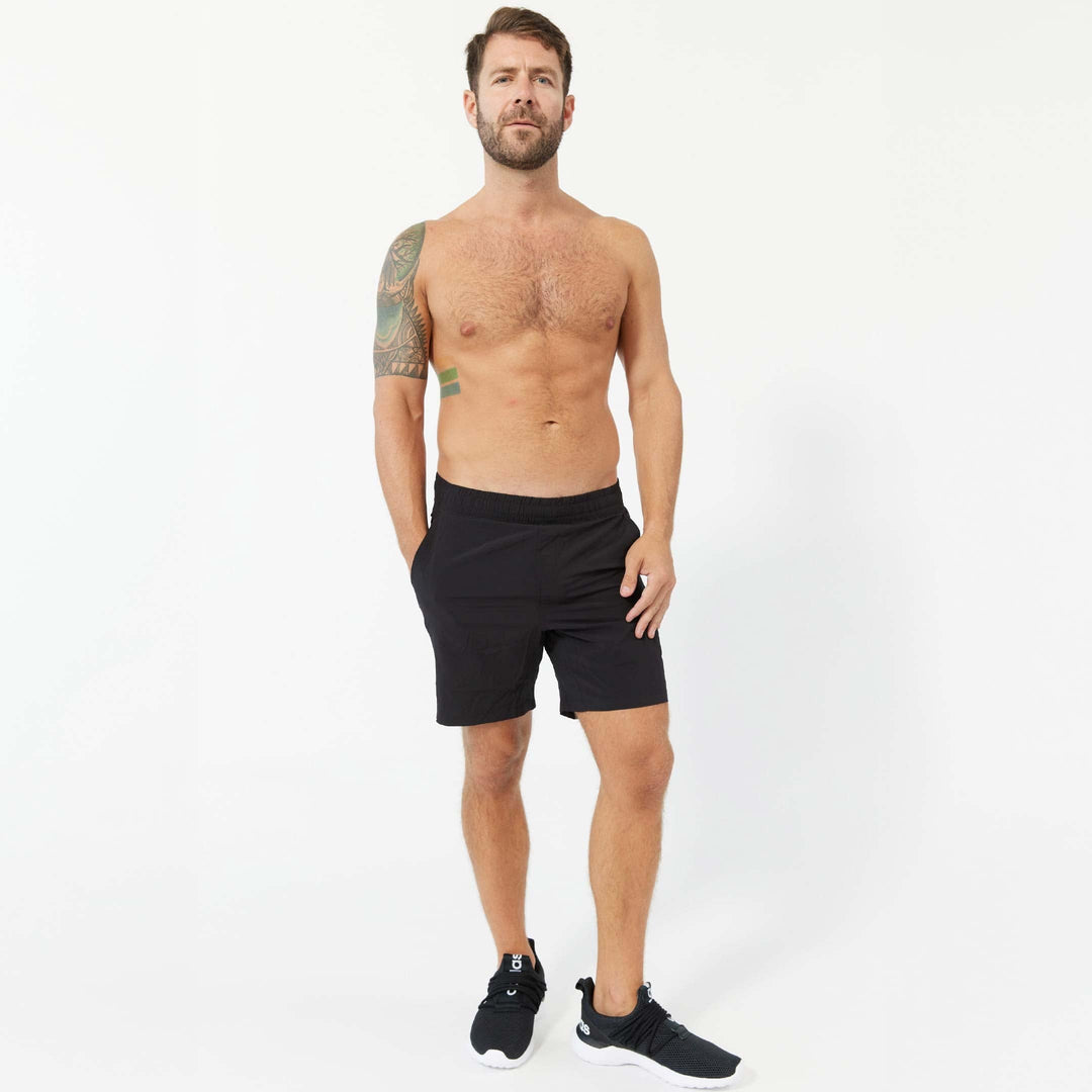 Ash & Erie Black Hybrid Shorts for Short Men   Hybrid Shorts
