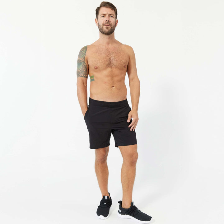 Ash & Erie Black Hybrid Shorts for Short Men   Hybrid Shorts