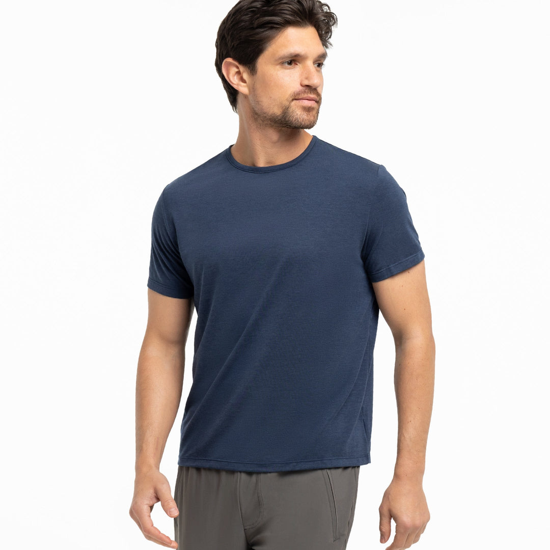 Ash & Erie Navy Hybrid Tee for Short Men   Hybrid Tees