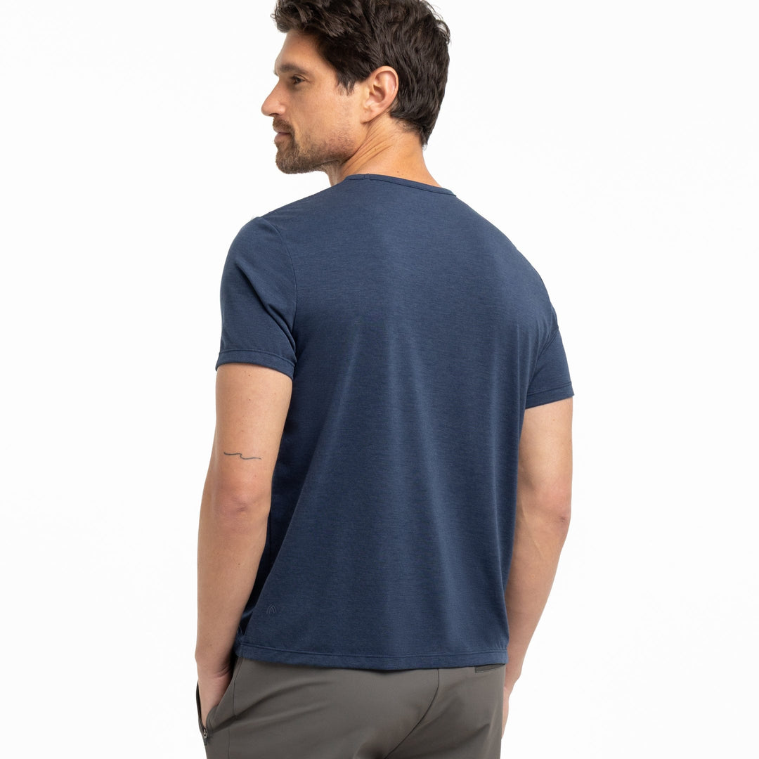 Ash & Erie Navy Hybrid Tee for Short Men   Hybrid Tees