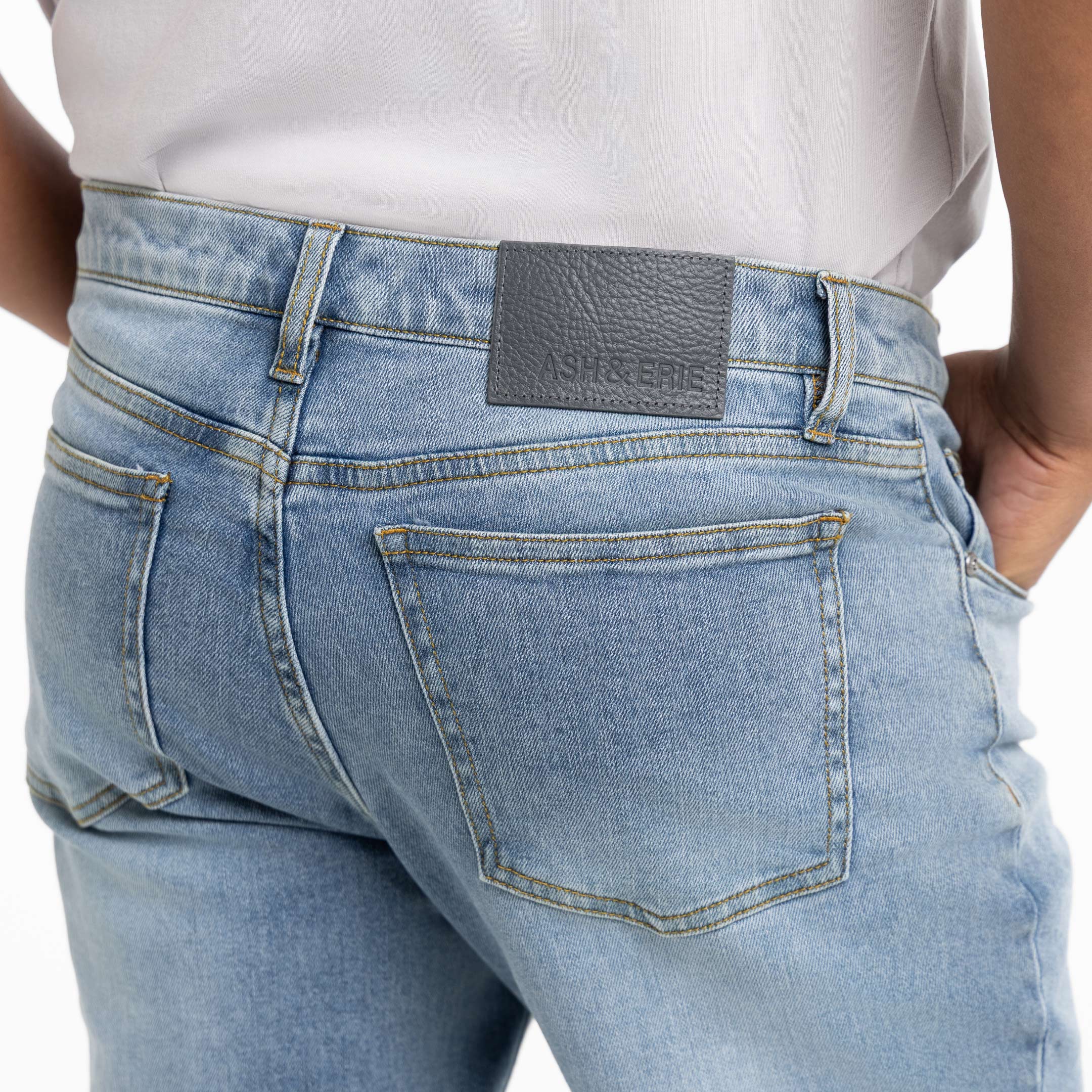 Ash & Erie Light Wash Denim Jeans for Short Men   Lightweight Jeans