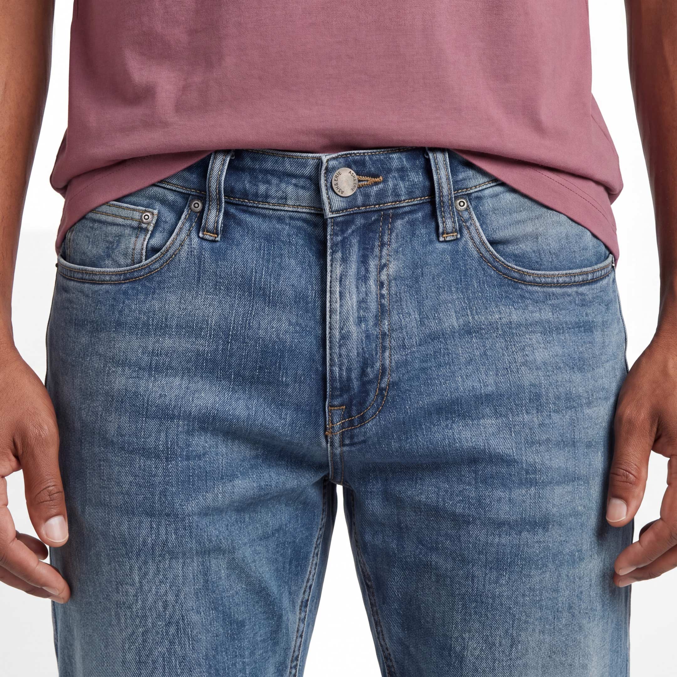 Ash & Erie Medium Wash Denim Jeans for Short Men   Lightweight Jeans