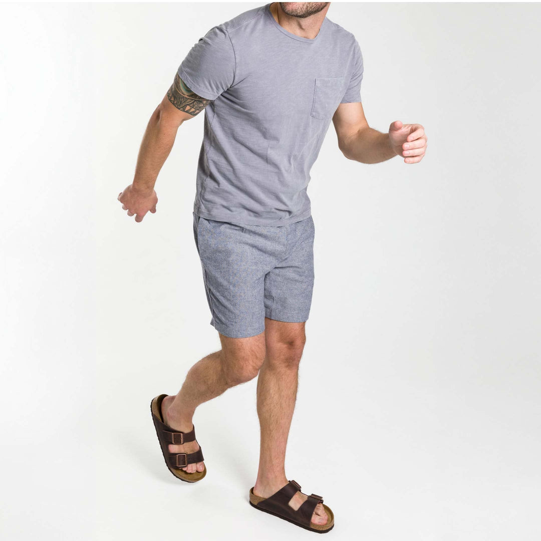 Ash & Erie Blue Linen Short for Short Men   Linen Short