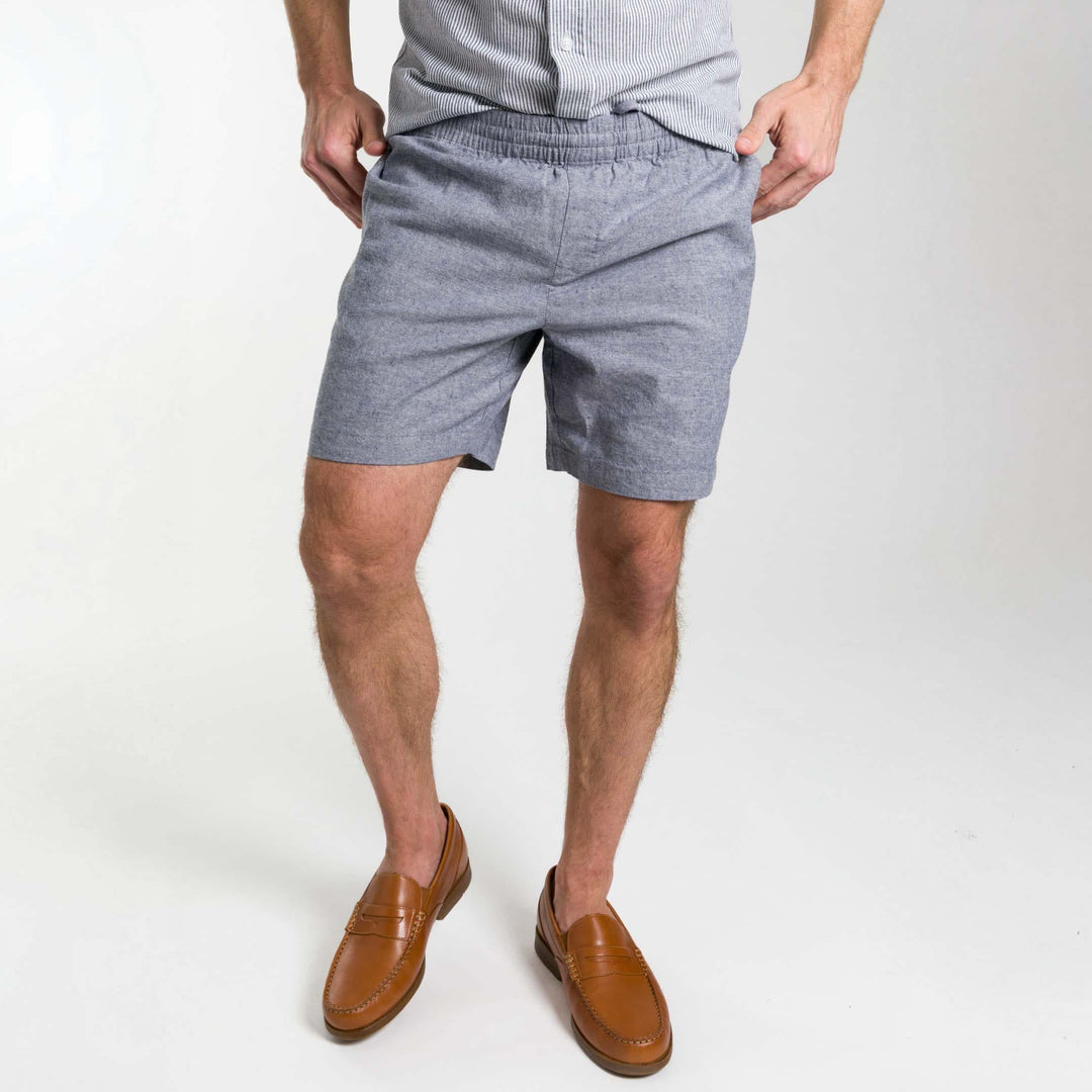 Ash & Erie Blue Linen Short for Short Men   Linen Short