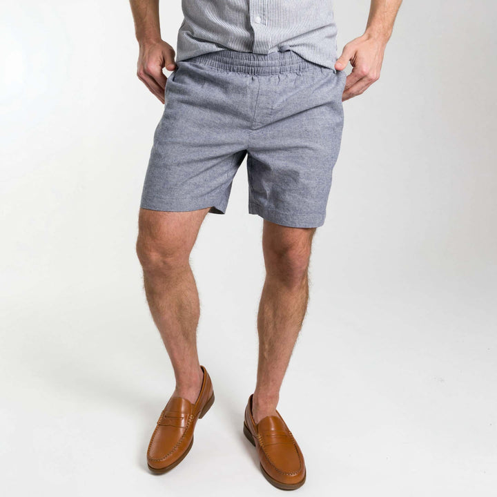 Ash & Erie Blue Linen Short for Short Men   Linen Short