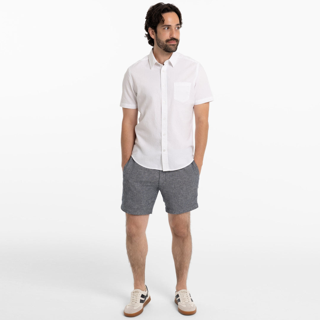 Ash & Erie Navy Linen Shorts for Short Men   Linen Short