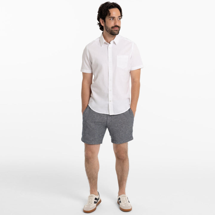 Ash & Erie Navy Linen Shorts for Short Men   Linen Short