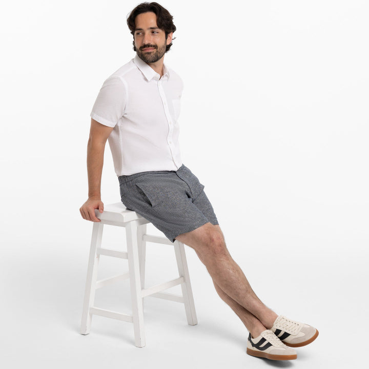 Ash & Erie Navy Linen Shorts for Short Men   Linen Short