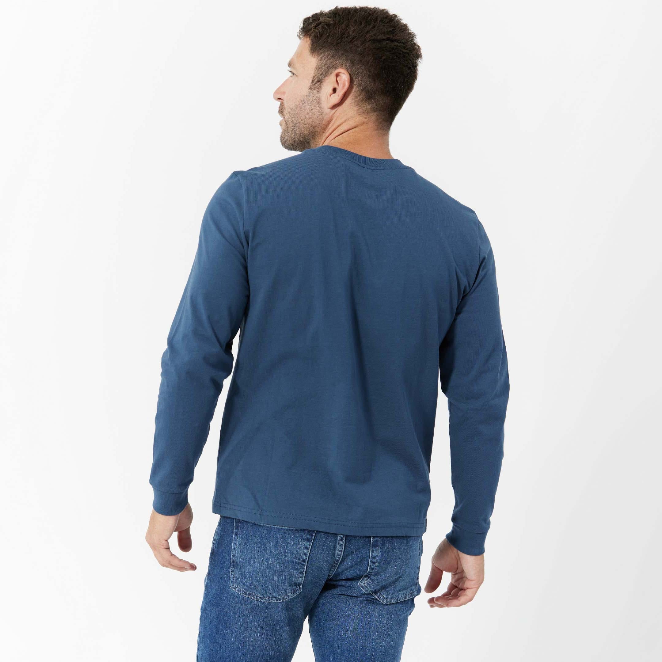 Ash & Erie Bright Navy Long Sleeve Pima Cotton Henley for Short Men   Long Sleeve Henley