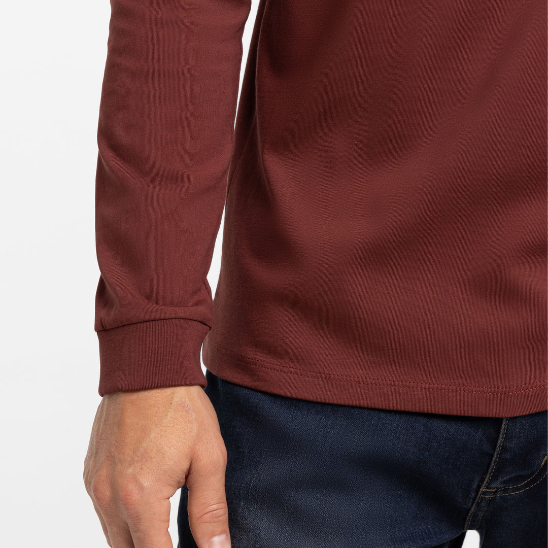 Ash & Erie Burgundy Long Sleeve Pima Cotton Henley for Short Men   Long Sleeve Henley