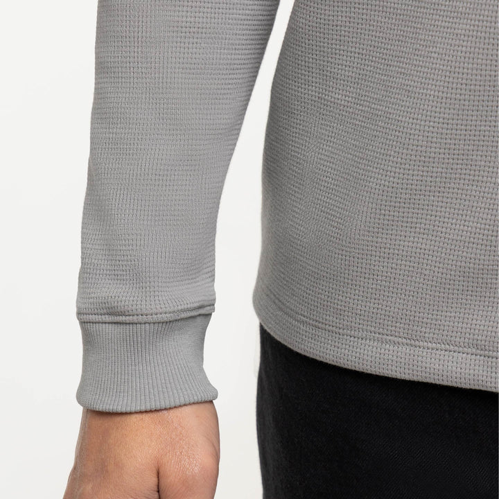 Ash & Erie Grey Waffle Henley for Short Men   Long Sleeve Henley
