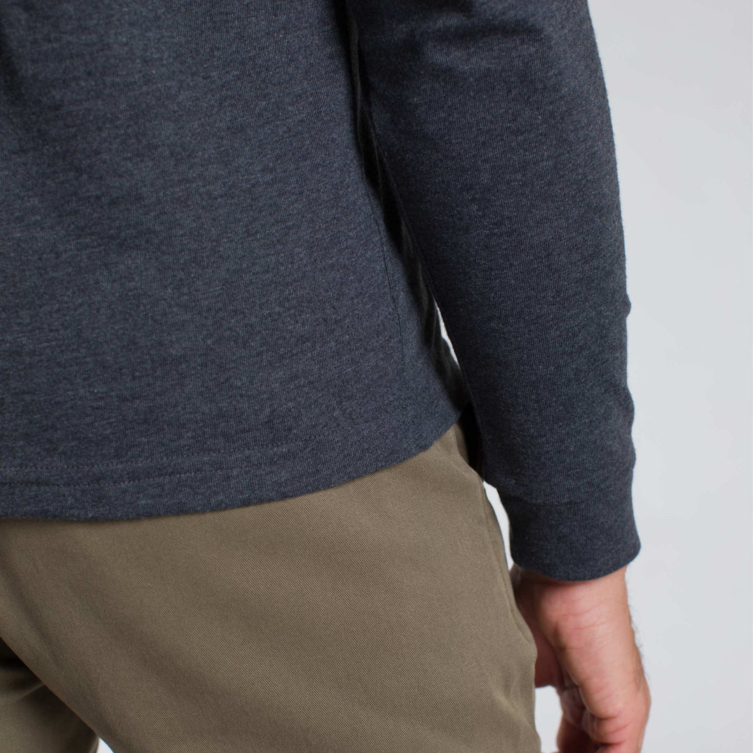 Ash & Erie Heather Charcoal Henley for Short Men   Long Sleeve Henley