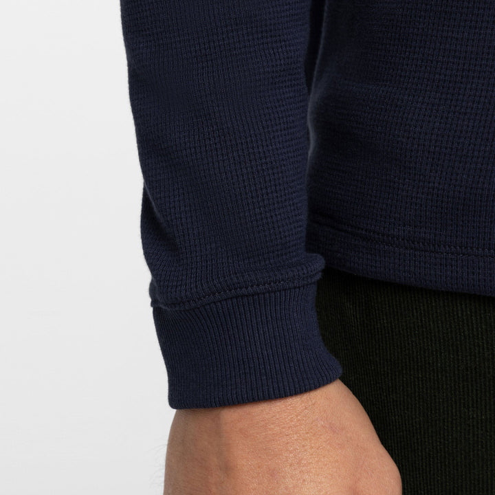 Ash & Erie Navy Waffle Henley for Short Men   Long Sleeve Henley