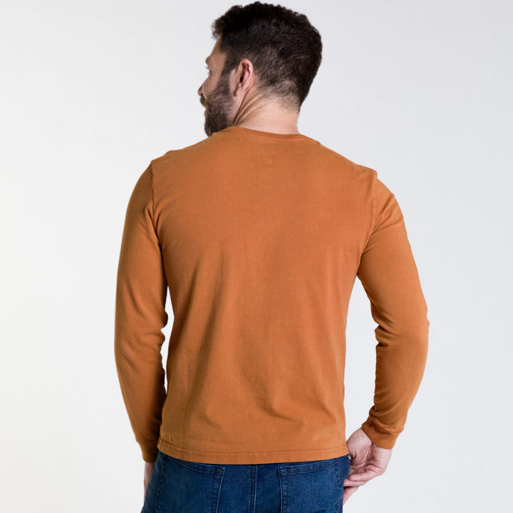 Ash & Erie Rust Long Sleeve Pima Cotton Henley for Short Men   Long Sleeve Henley