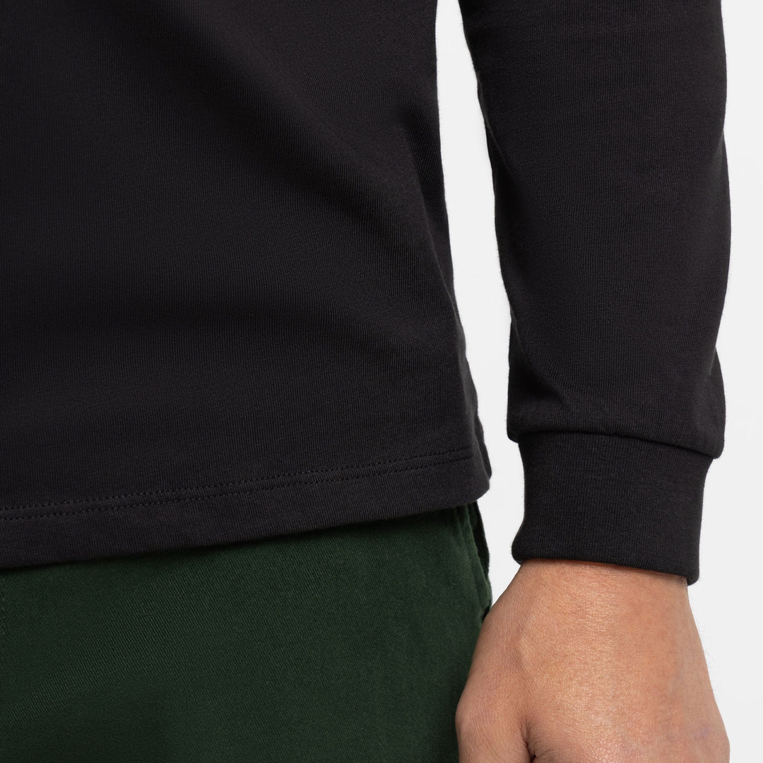 Ash & Erie Black Long Sleeve Pima Cotton Crew Neck Tee for Short Men   Long Sleeve Premium Tee