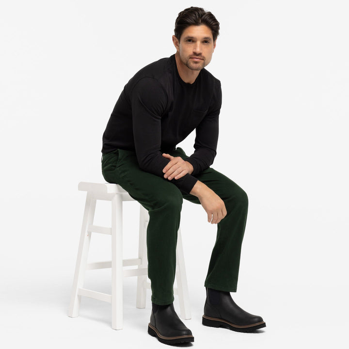 Ash & Erie Black Long Sleeve Pima Cotton Crew Neck Tee for Short Men   Long Sleeve Premium Tee