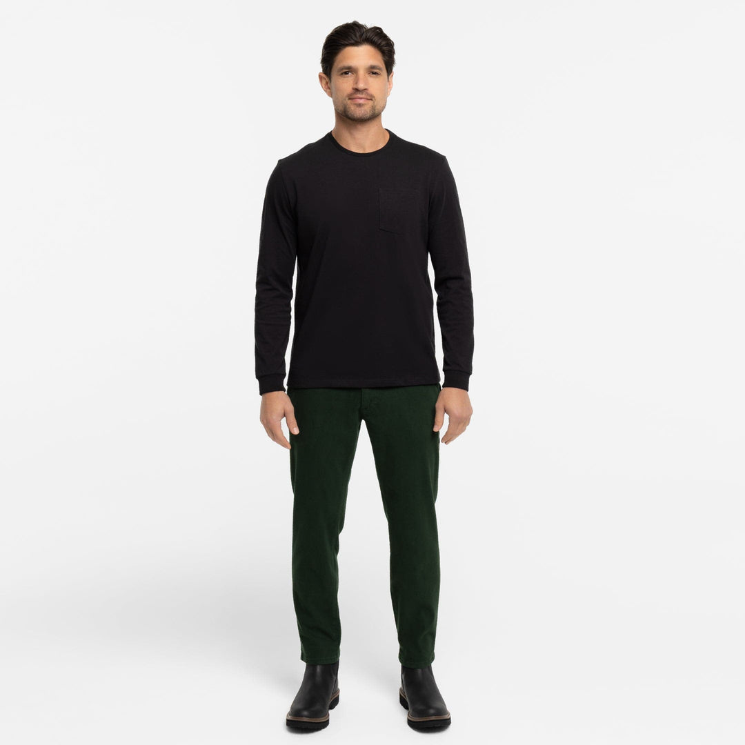 Ash & Erie Black Long Sleeve Pima Cotton Crew Neck Tee for Short Men   Long Sleeve Premium Tee