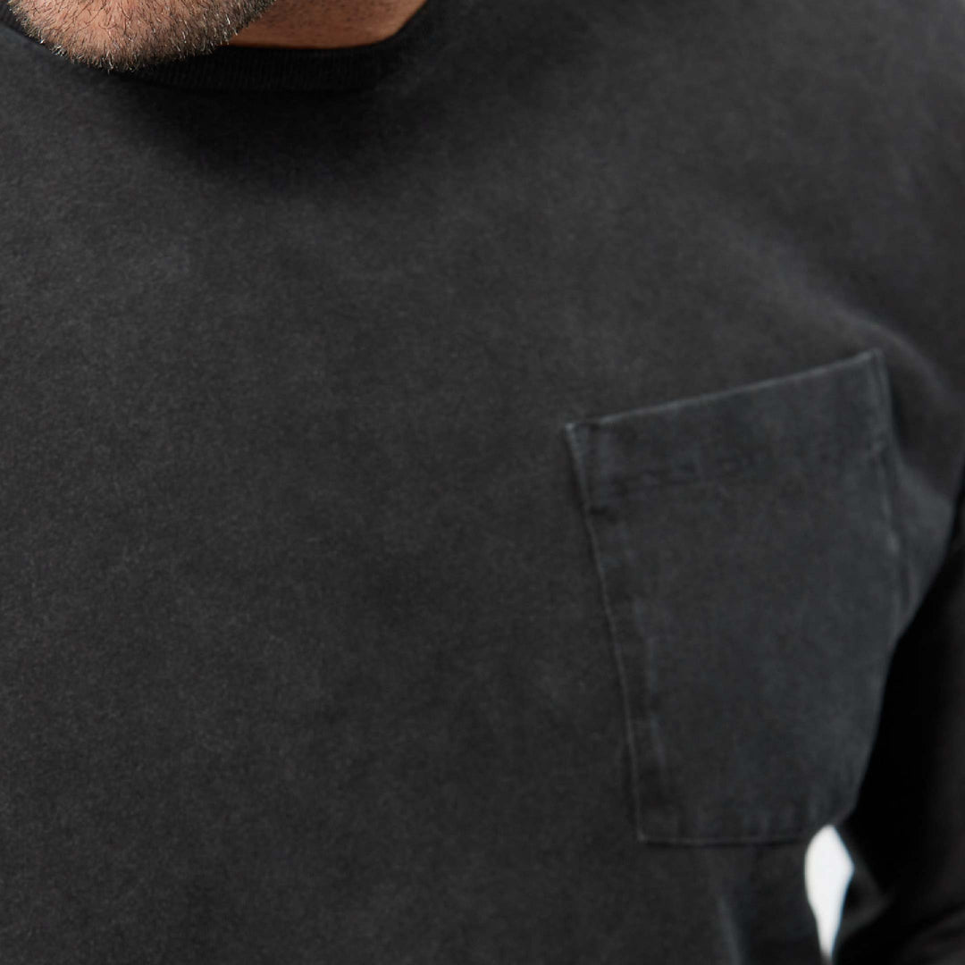 Ash & Erie Black Long Sleeve Pima Cotton Crew Neck Tee for Short Men   Long Sleeve Premium Tee