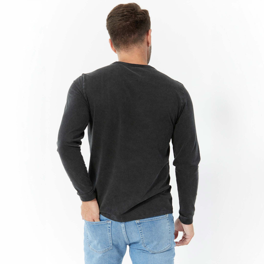 Ash & Erie Black Long Sleeve Pima Cotton Crew Neck Tee for Short Men   Long Sleeve Premium Tee