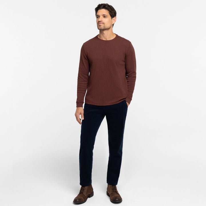 Ash & Erie Burgundy Waffle Long Sleeve Crew Neck Tee for Short Men   Long Sleeve Premium Tee
