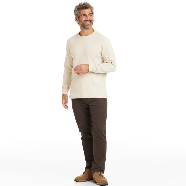 Ash & Erie Oat Waffle Long Sleeve Crew Neck Tee for Short Men   Long Sleeve Premium Tee