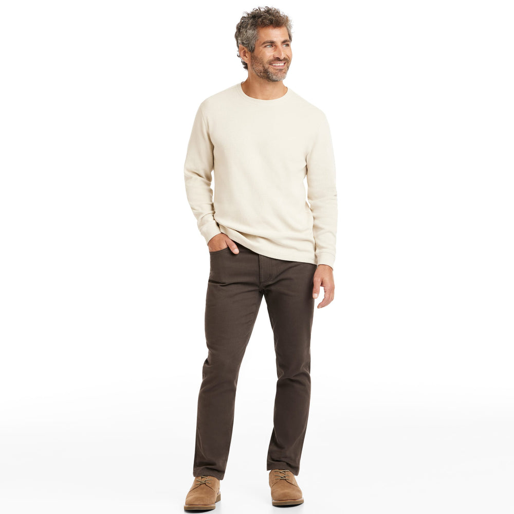 Ash & Erie Oat Waffle Long Sleeve Crew Neck Tee for Short Men   Long Sleeve Premium Tee