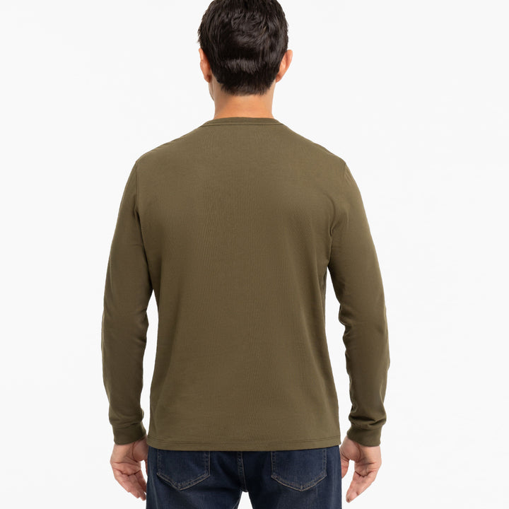 Ash & Erie Olive Long Sleeve Pima Cotton Crew Neck Tee for Short Men   Long Sleeve Premium Tee