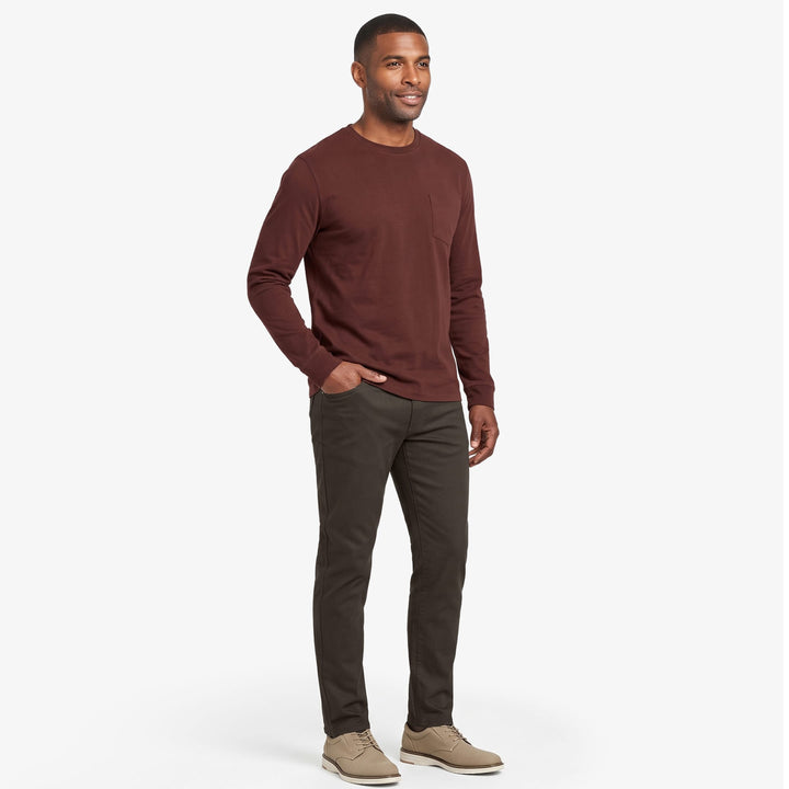 Ash & Erie Rum Long Sleeve Pima Cotton Crew Neck Tee for Short Men   Long Sleeve Premium Tee
