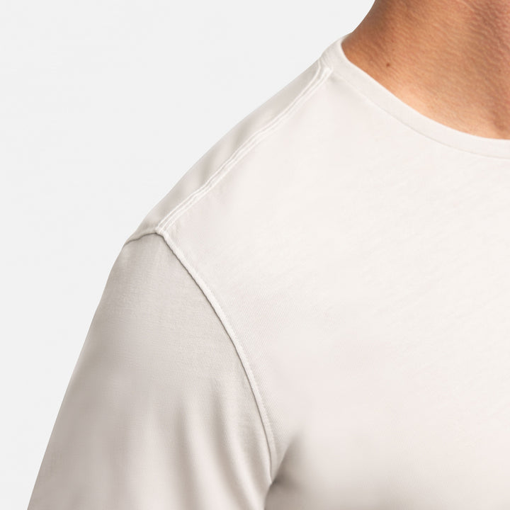 Ash & Erie Washed Oat Long Sleeve Pima Cotton Crew Neck Tee for Short Men   Long Sleeve Premium Tee