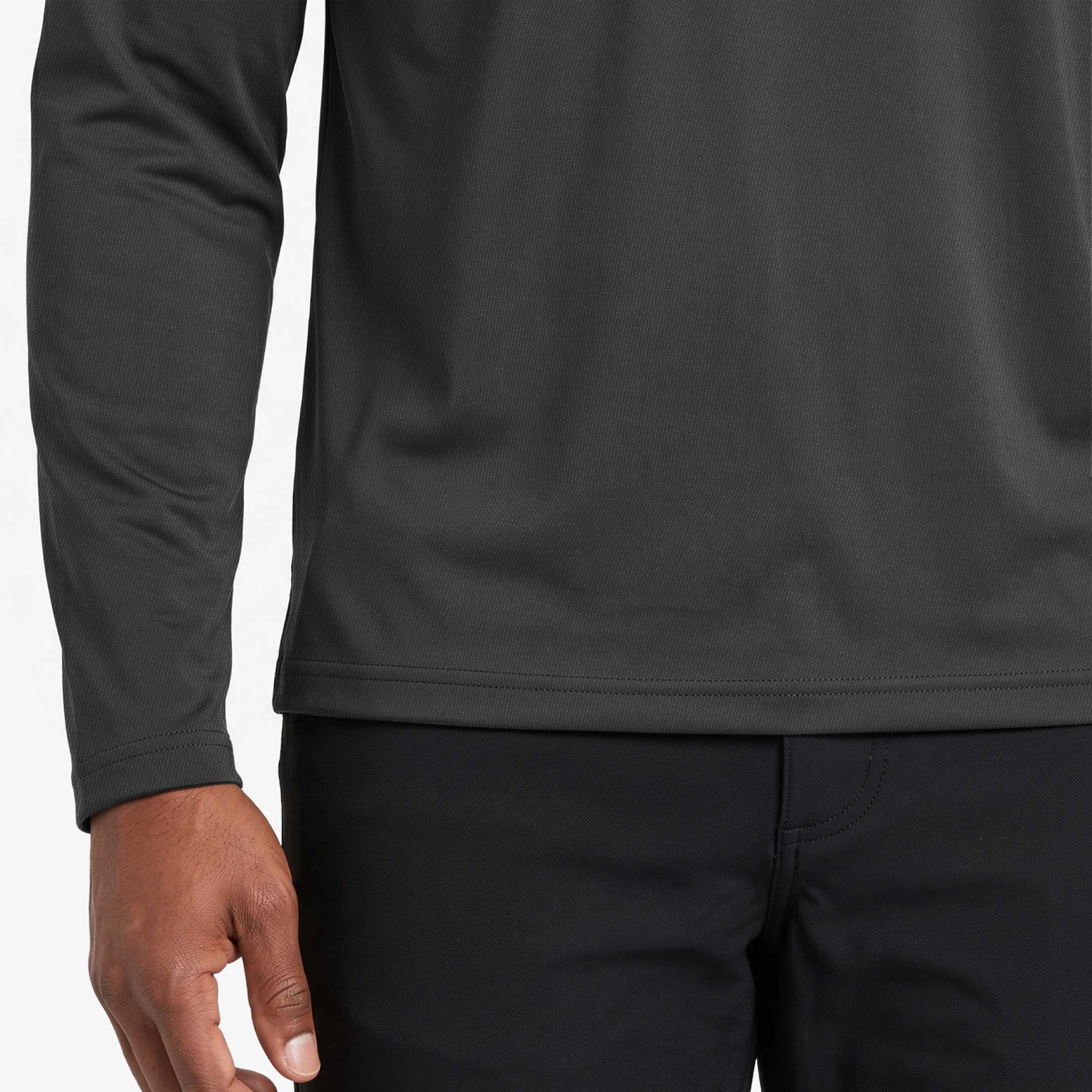 Ash & Erie Dark Grey Long Sleeve Tech Polo Shirt for Short Men   Long Sleeve Tech Polo
