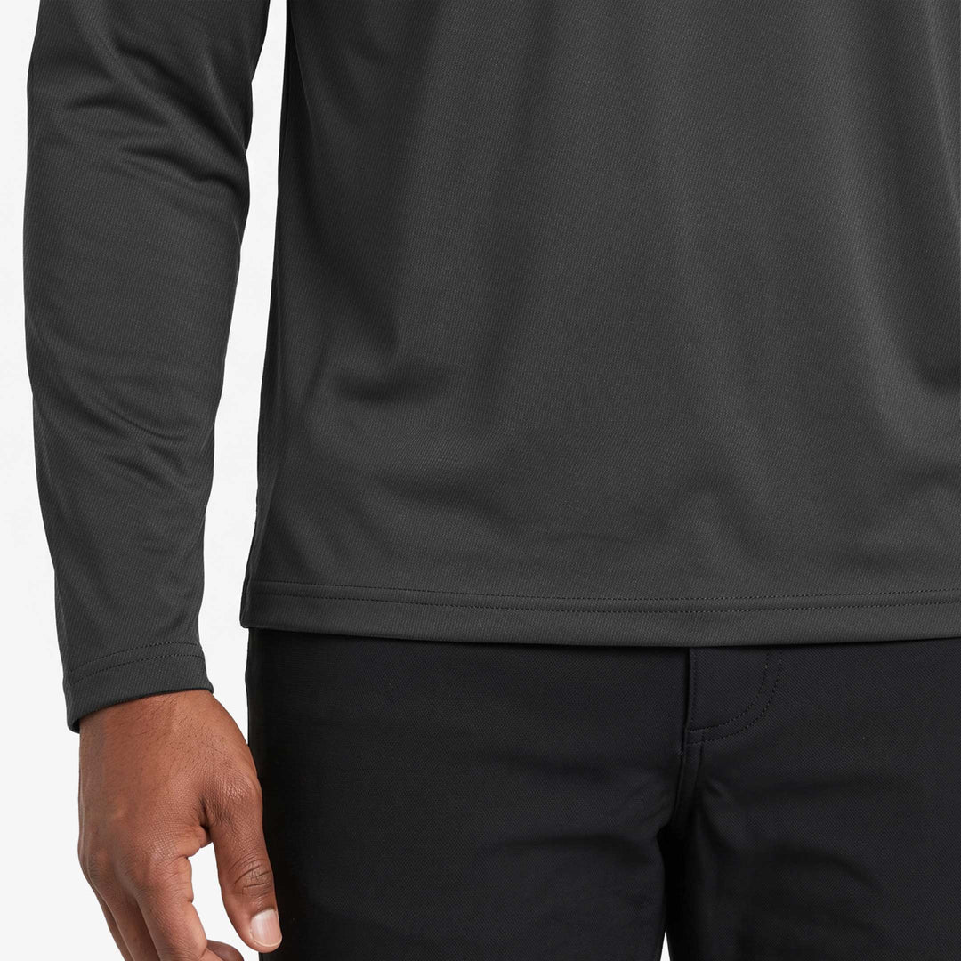 Ash & Erie Dark Grey Long Sleeve Tech Polo Shirt for Short Men   Long Sleeve Tech Polo