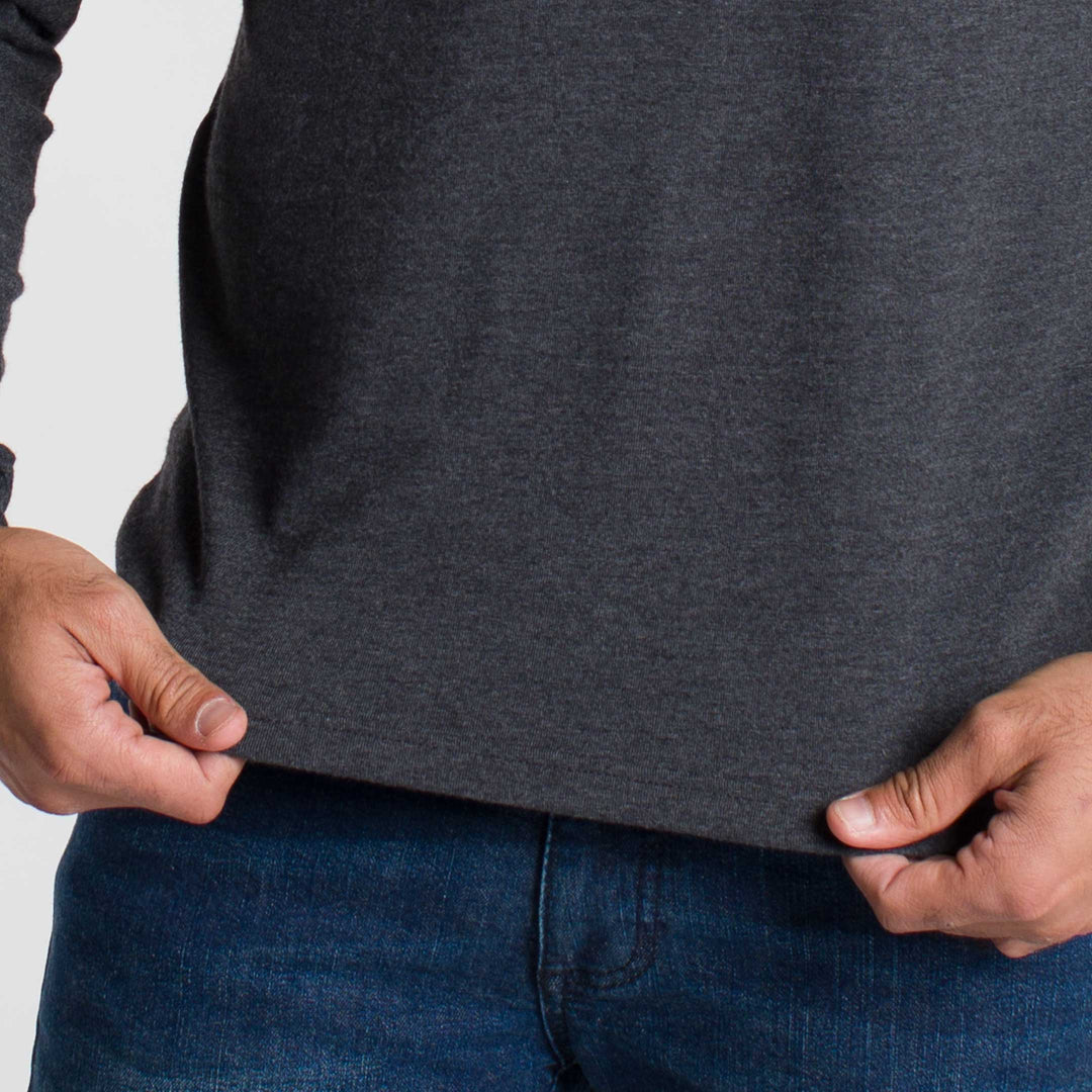 Ash & Erie Heather Charcoal Long Sleeve Pocket Tee for Short Men   Long Sleeve Tee