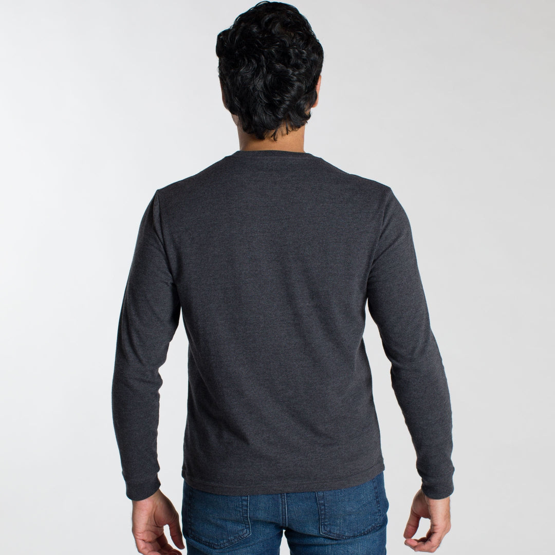 Ash & Erie Heather Charcoal Long Sleeve Pocket Tee for Short Men   Long Sleeve Tee