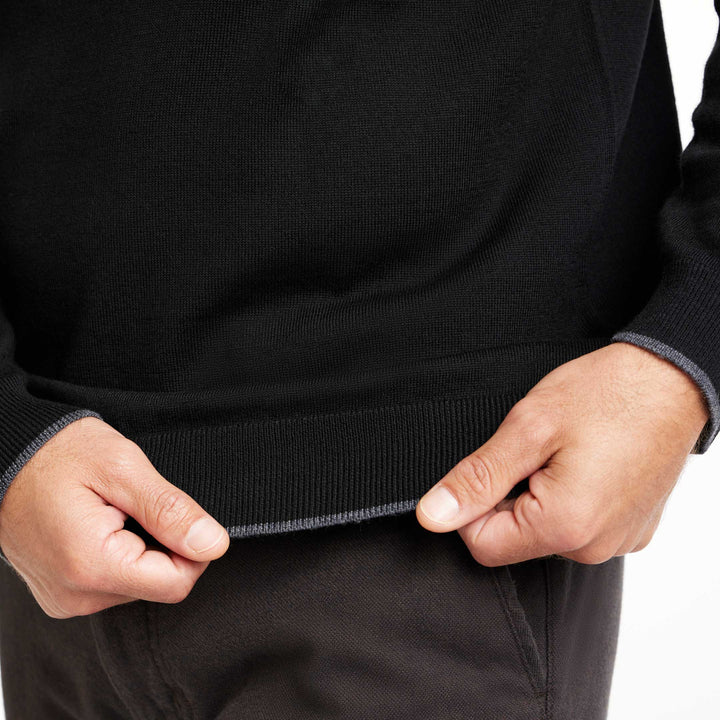 Ash & Erie Black Merino Quarter-Zip Sweater for Short Men   Merino Wool Sweater