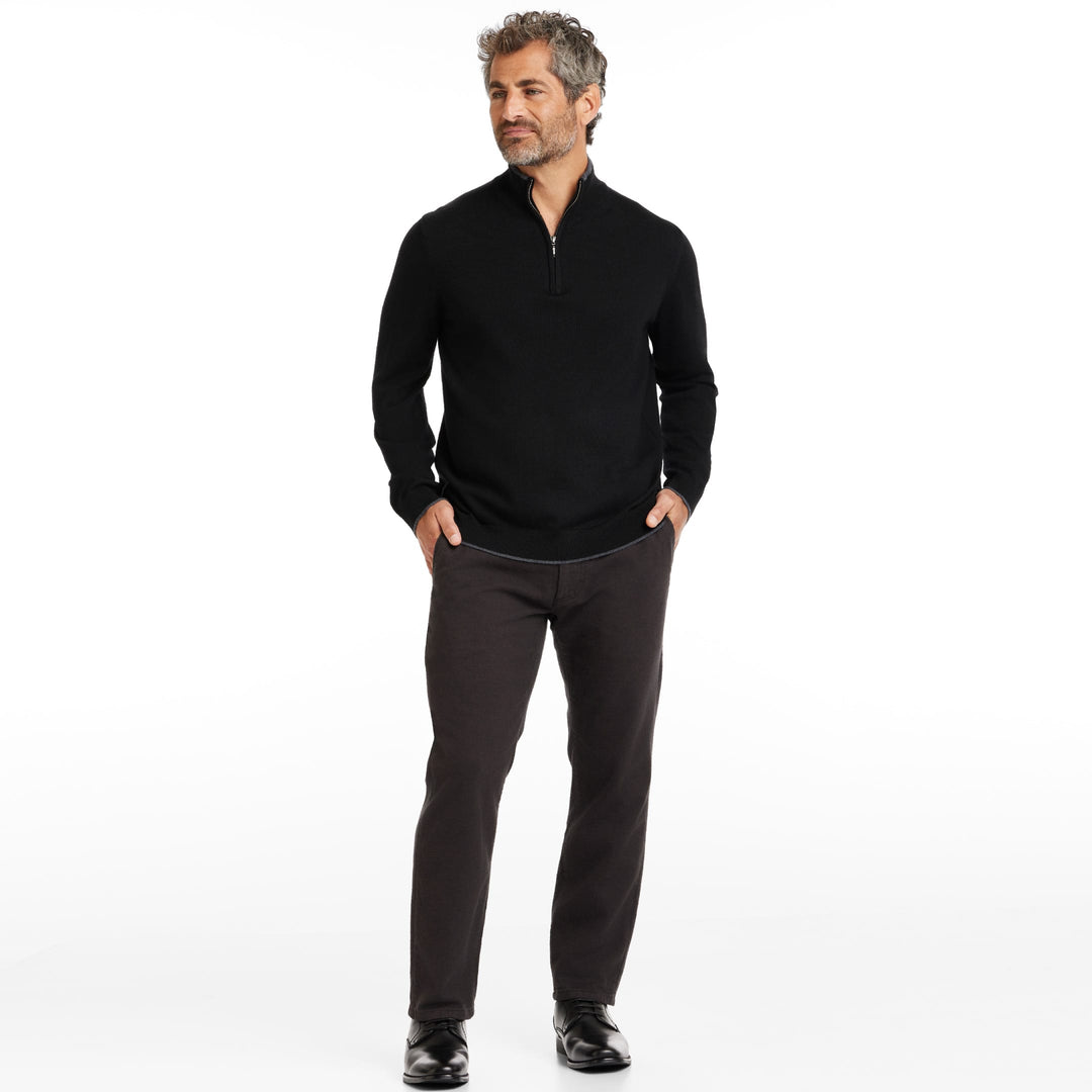 Ash & Erie Black Merino Quarter-Zip Sweater for Short Men   Merino Wool Sweater