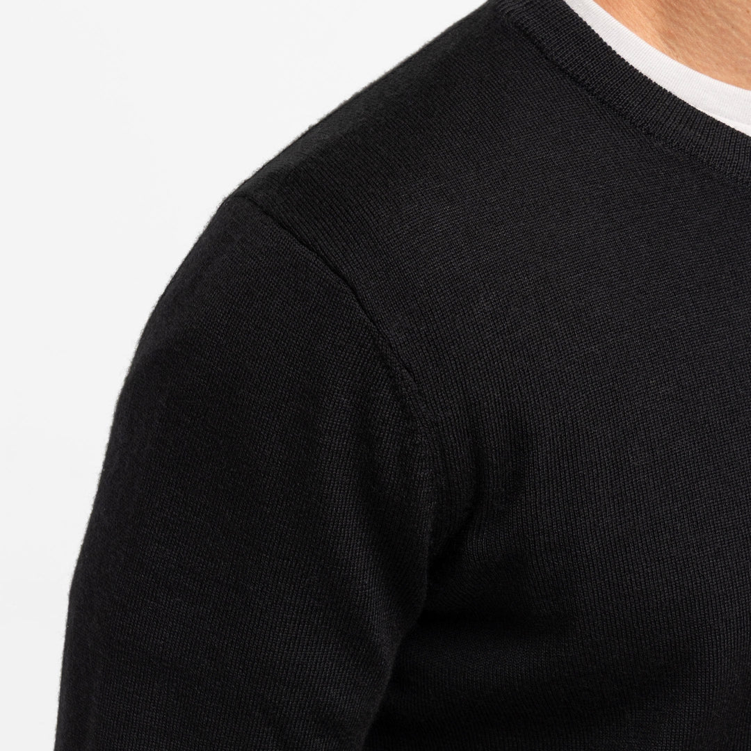 Buy Black Merino V-Neck Sweater for Short Men | Ash & Erie   Merino Wool Sweater