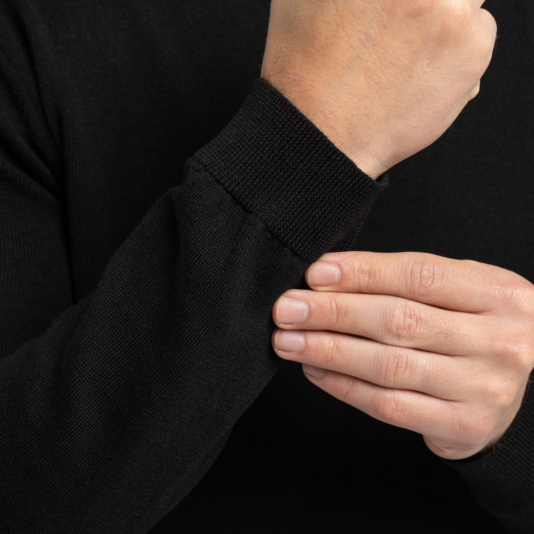 Buy Black Merino V-Neck Sweater for Short Men | Ash & Erie   Merino Wool Sweater